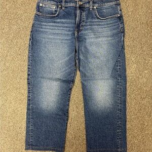 Madewell 90s Straight Classic Blue Denim Jeans with Fading